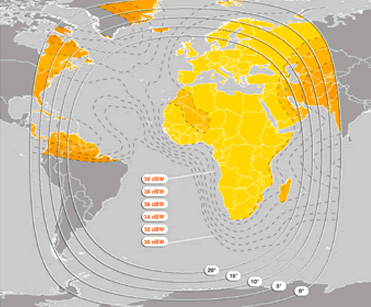 Couverture satellite RTBF en Europe